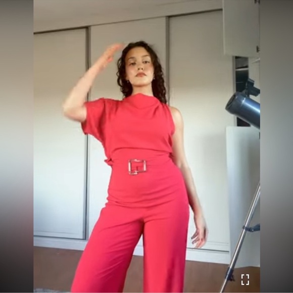 ZARA ASYMMETRIC CREPE BUCKLE JUMPSUIT - Picture 5 of 15